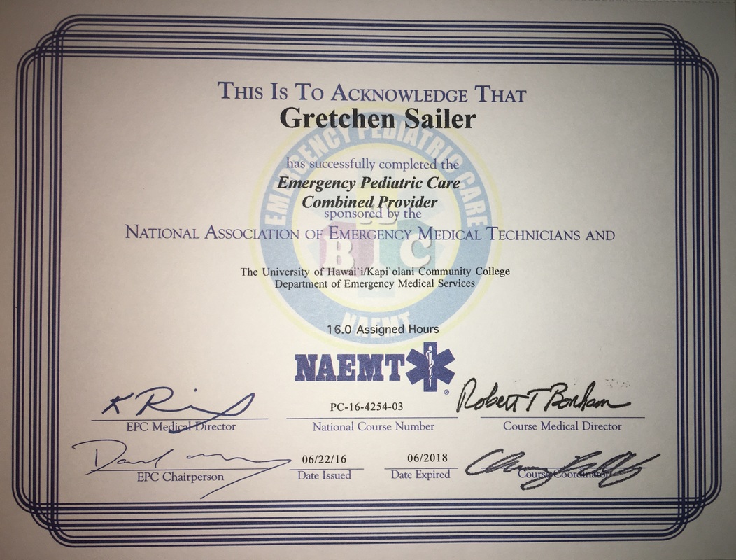 Credentials / Certifications Gretchen Sailer